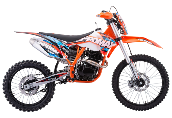 Кроссовый мотоцикл PROMAX INFERNO 380 (4 valves, 5 gears) оранжево - черный-голубой pitbikemarket.ru